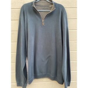 Tommy Bahama 1/4 Zip Sweater Men's Size XXL Teal Blue Gray Reversible Pullover
